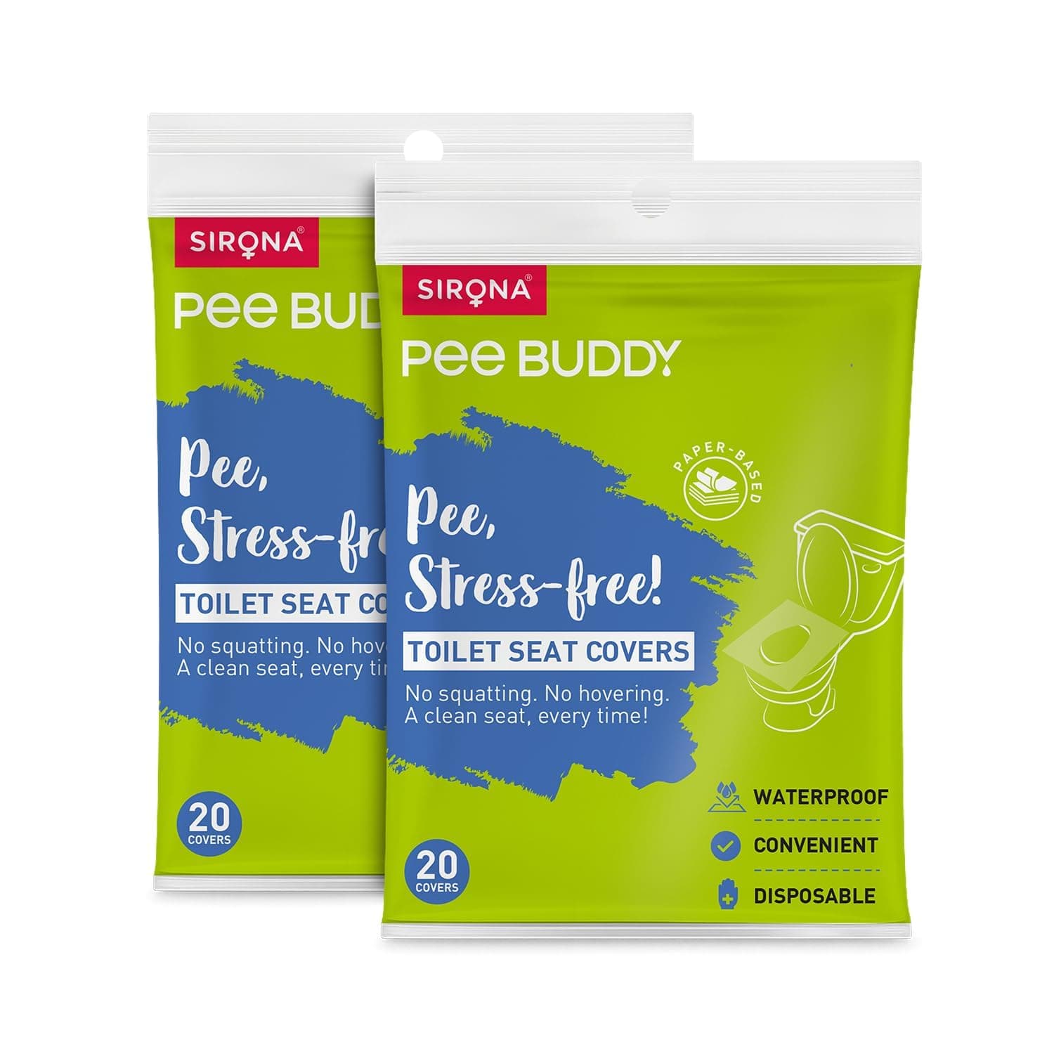 PeeBuddy Disposable Toilet Seat Covers - 40 Sheets (20 Sheets - 2 Pack) | No Direct Contact with Unhygienic Seats | Easy To Dispose | Nature Friendly | Must Have for Women and Men