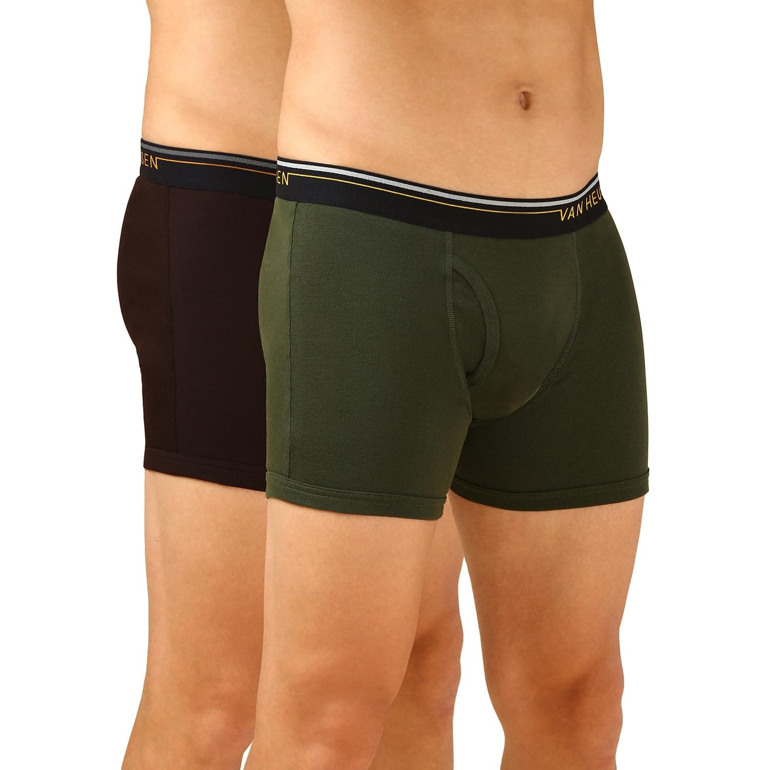 Van Heusen Men Anti Bacterial Trunk - 100% Combed Cotton - Colour Fresh,Moisture Wicking, Super Combed Cotton_Kombu Green Dark Chocolate_L