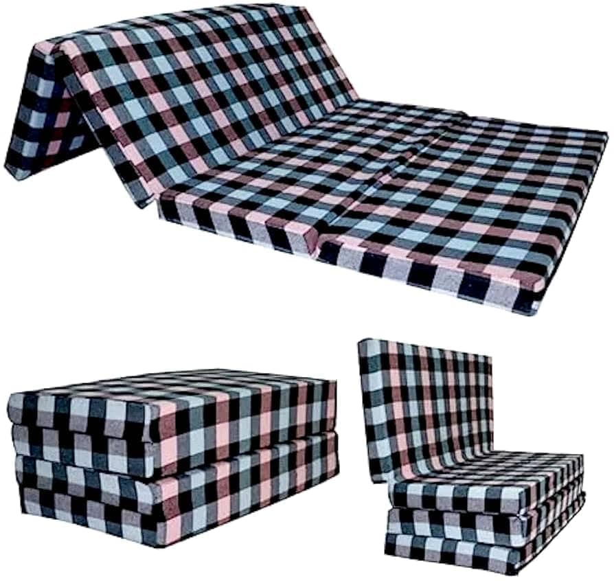 SLEEP KING MATTRESS Foldable, Lightweight, Travel, Outdoor Camping, Cotton, Portable Mattress, Floor Sleeping Mat for Sleeping Soft Foam Slim Mattress for Single Bed (72"X36"X2") Multicolour H 7