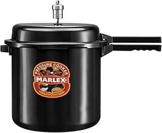 Marlex 13.5 Litres Hard Anodised Pressure Cooker - 5 Year Warranty ISI Certified - Gas Stovetop Compatible - Ideal for Large Family, Commercial Kitchen, Corrosion-Resistant Durable Black Cooker