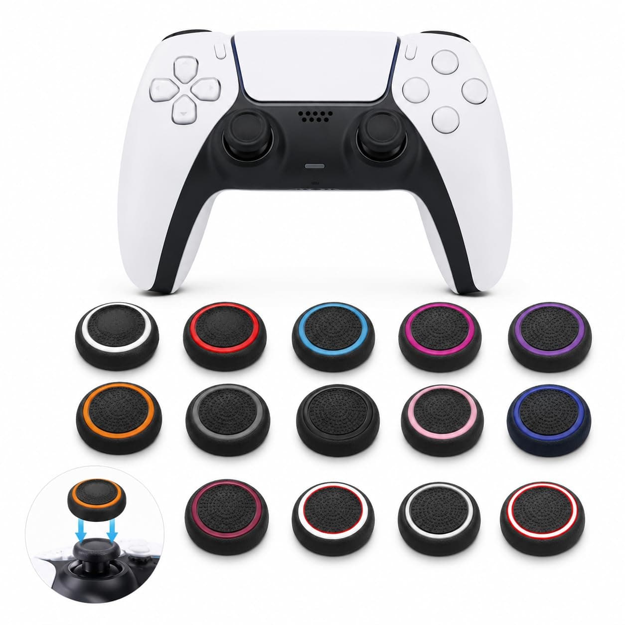 14-Piece Thumb Grip Caps, Gamepad Covers for Universal Game Controllers