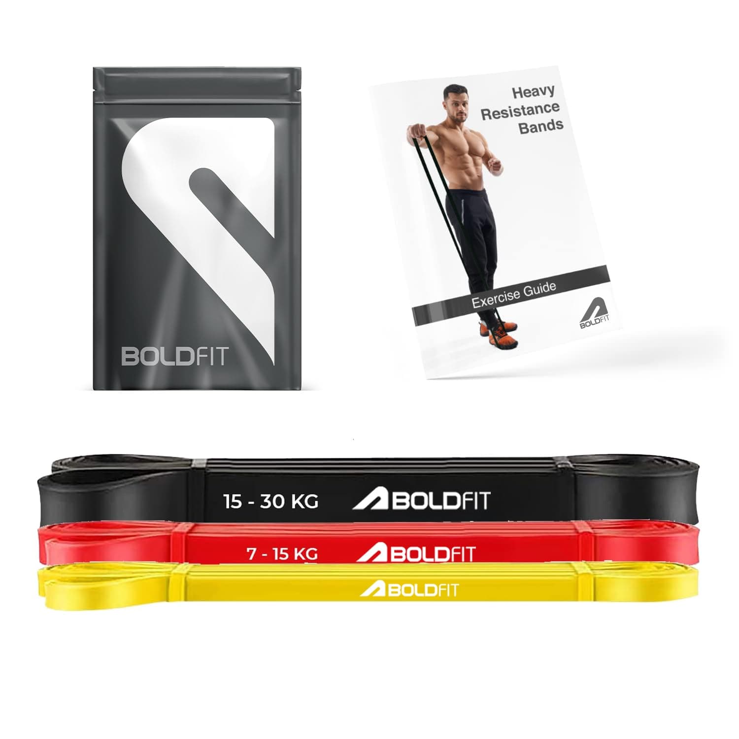 Boldfit Heavy Resistance Band for Exercise & Stretching (Yellow, Red and Black)