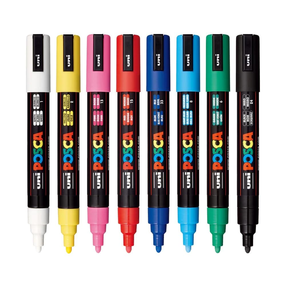 POSCA 5M 1.8-2.5mm Markers (8 Colors- 8 Pcs)