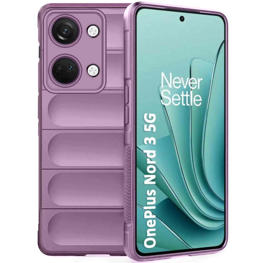 TheGiftKart Liquid Silicon Back Cover Case for OnePlus Nord 3 5G | Shockproof Military Grade Protection | Micro-Fibre Cloth On Inner Side | Built-in Anti-Slip Grip Back Cover Case (TPU, Lavender)