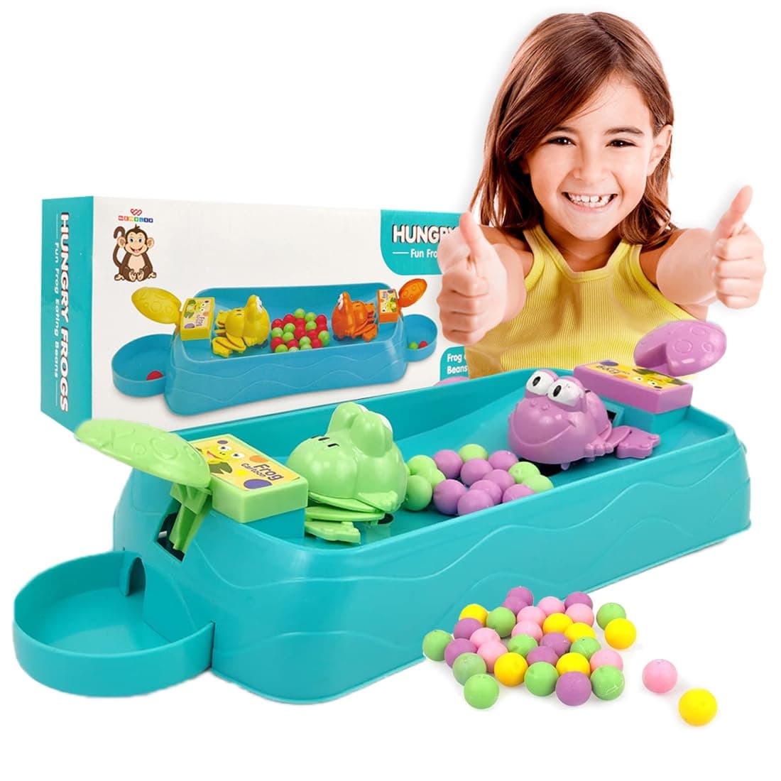 Wembley Hungry Frog Indoor Game for Kids | Family Board Game | Frog Toys for Kids Activity | 2 Player Fun Interactive Frog Eat Beans Game | Gift for Girls and Boys - Proudly Made in India