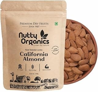 Nutty Organics California Almonds 1000 Gm | Hand Selected Jumbo | Tasty & Healthy | High in Protein & Dietary Fiber | Nutritious | Healthy Dry Fruit