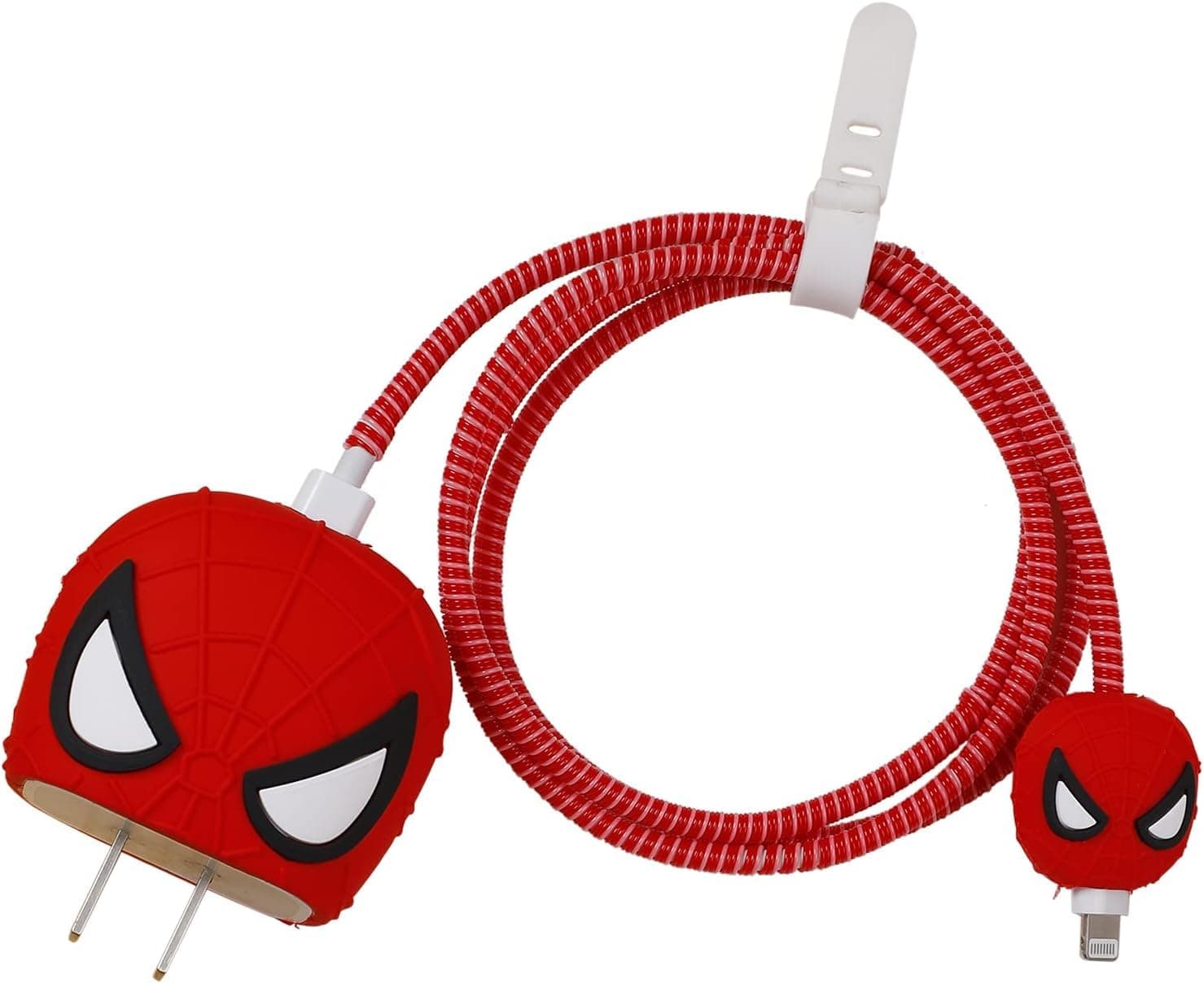 Cerlink Charger Cable Protectors for iPhone Chargers 18W 20W Type C, 3D Cute Protective Case Cover Cartoon Style Fully Charger & Adaptor Protection Set-1 (Spiderman)