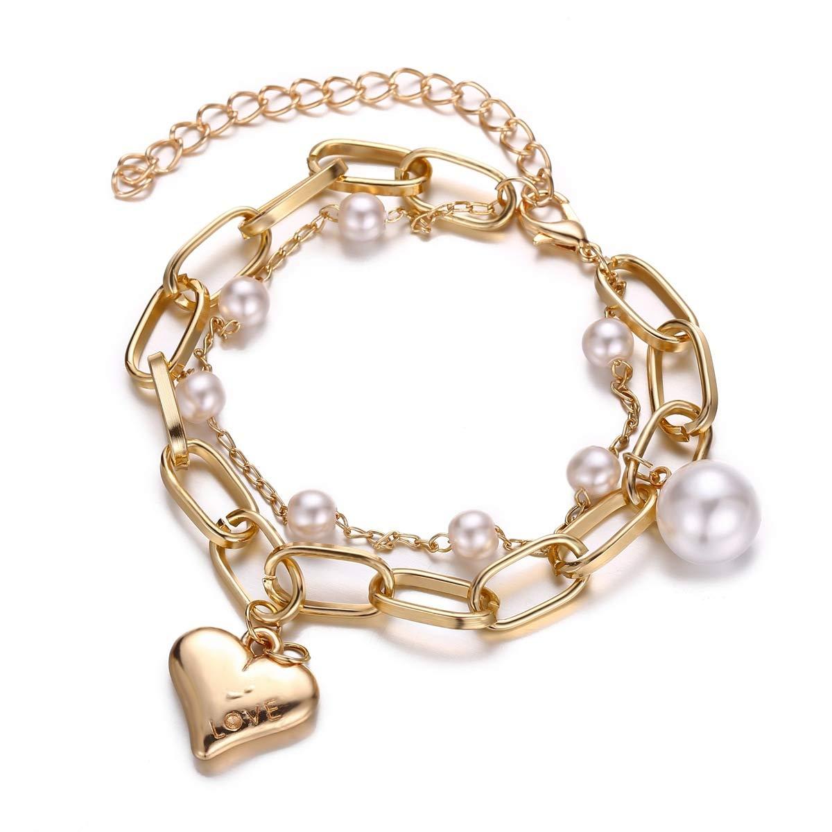 Shining Diva Fashion Latest Stylish Gold Plated Charm Bracelet for Women and Girls (14531b)