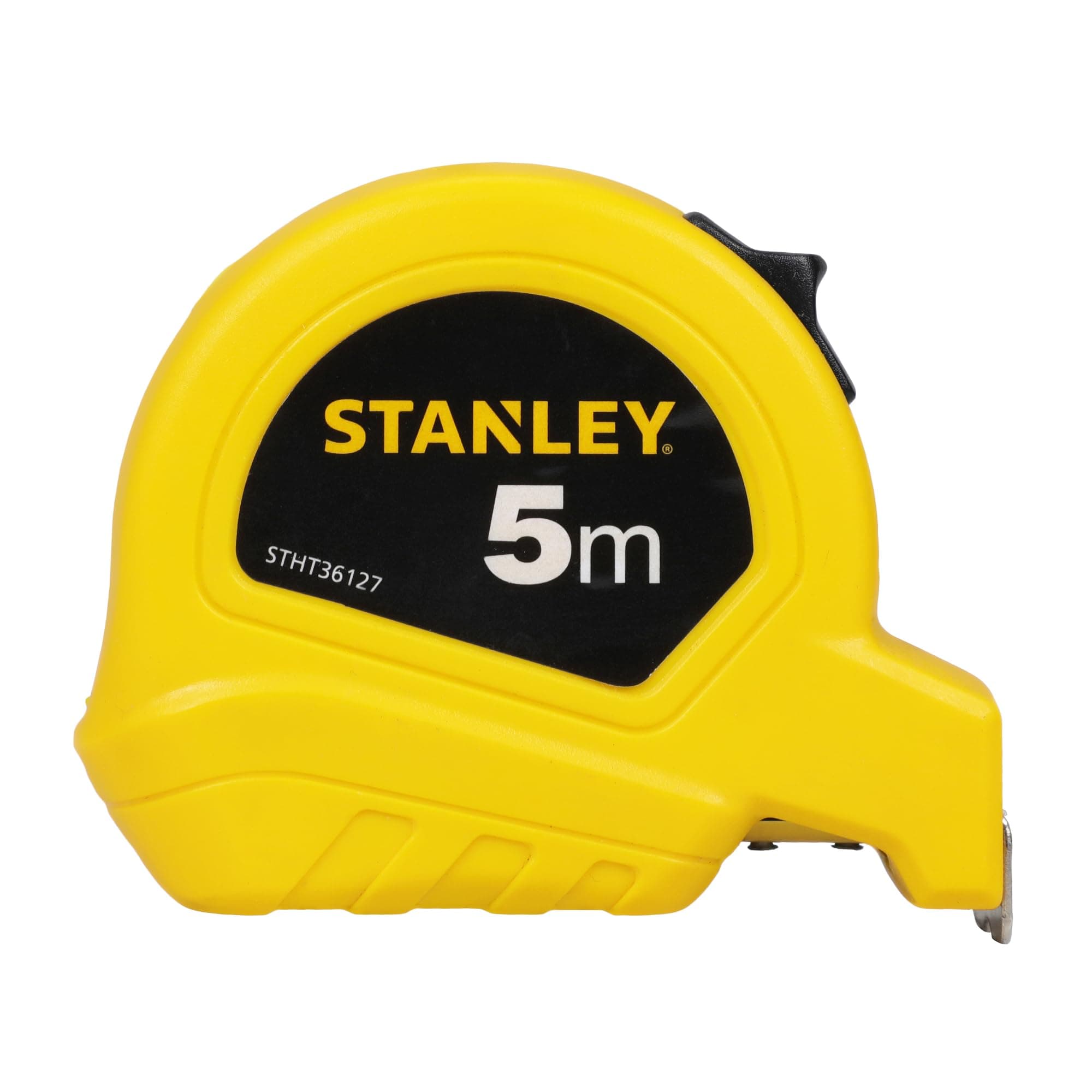 STANLEY STHT36127-812 5-Meter Plastic Short Measuring Tape for Home, DIY, Professional & Industrial Use, Push Lock & Automatic Retraction Feature, Ideal for Wood & Concrete Measurement, YELLOW & BLACK