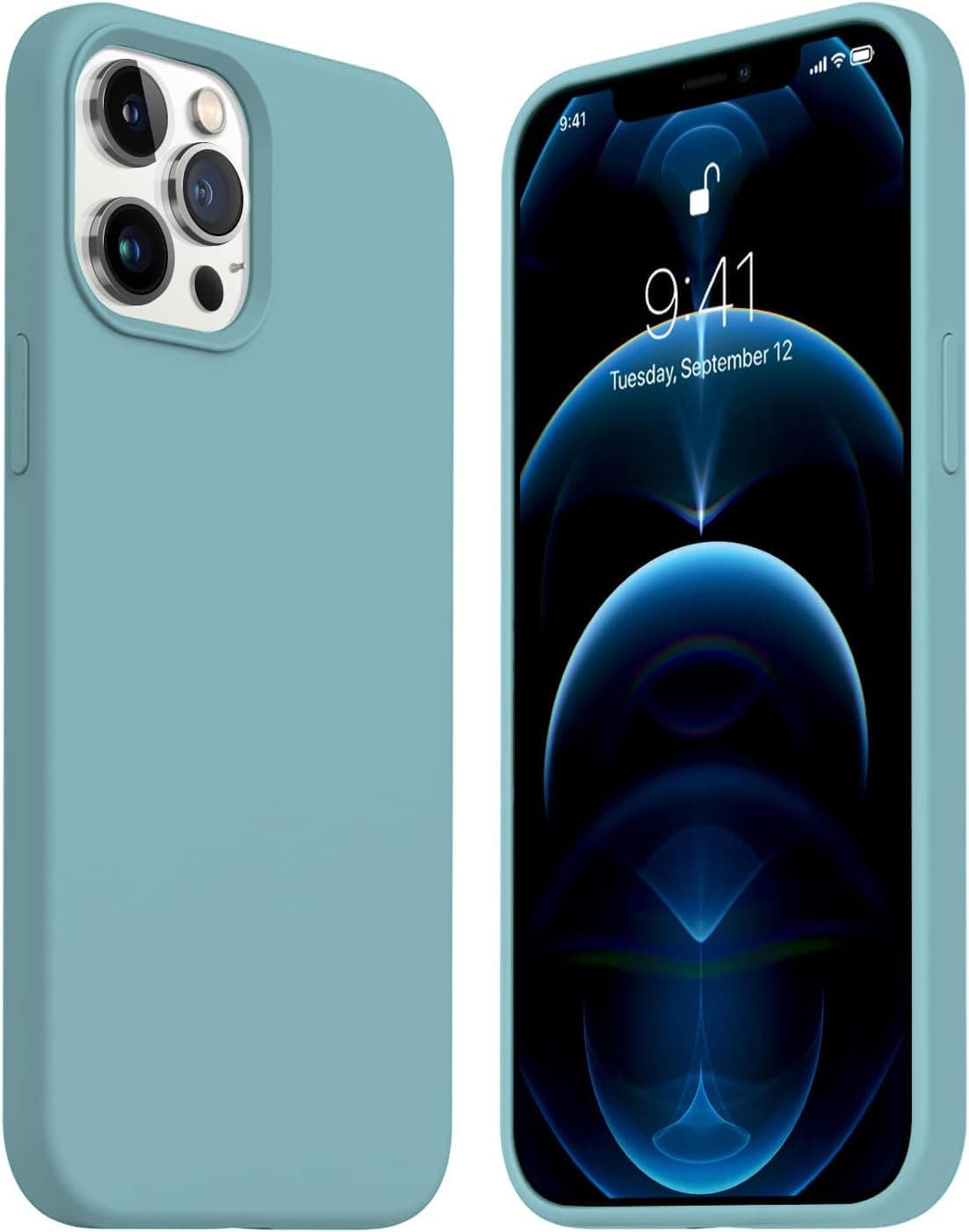 DIZORO® Silicone Back Case for iPhone 12 Pro Max, Soft-Touch Phone Microfiber Silicone Back Cover for iPhone 12 Pro Max- Blue