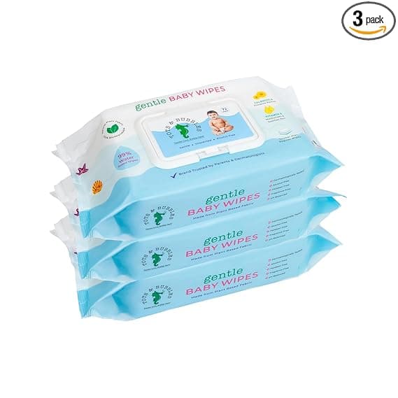 Tots & Bubbles 99% Pure Water Baby Wipes | Plant Based, Unscented Newborn Wet Wipes, Thick & Gentle for Sensitive Skin – 72 Count (Pack of 3) with Lid