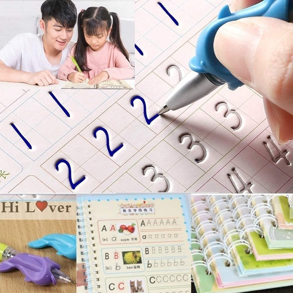 ZOQWEID Magic Practice Copybook (4 BOOK + 1 pen + 10 REFILL) Number Tracing Book for Preschoolers with Pen, Magic Calligraphy Copybook Set(19*13 CM) 2026: ENGLISH