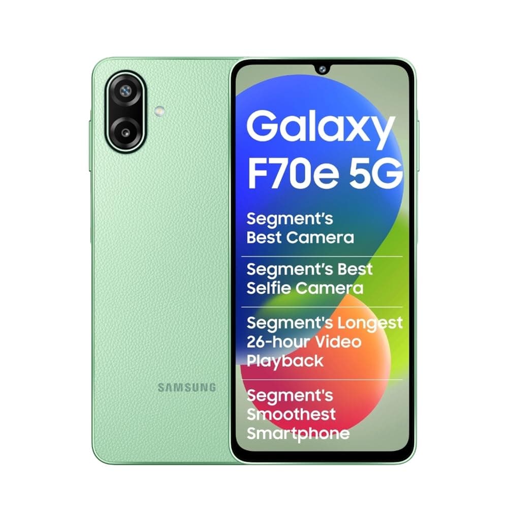 Samsung Galaxy F70e 5G (Limelight Green, 128 GB) (6 GB RAM) | 6000 mAh Battery | Dimensity 6300 | Octa Core Processor | 6.74" PLS LCD Display |