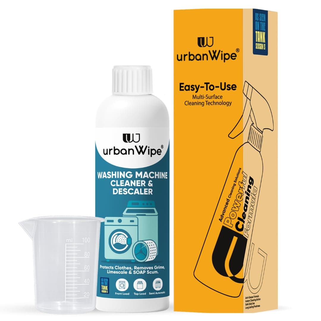 UrbanWipe Washing Machine Cleaner & Descaler Liquid (500ml) | Removes Limescale, Grime & Residue | For Top Load, Front Load And Semi Automatic Machines | Deep Drum Cleaning & Odor Removal Formula