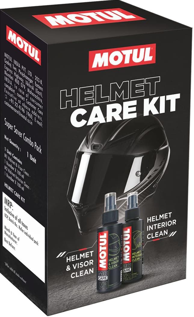 Motul Helmet Care Kit – Helmet Visor & Interior Cleaner Spray Anti-Bacterial | Anti-Odour | Quick Dry Formula, Suitable for All Helmets, 100 ml Each