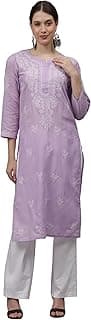 Seva Chikan Hand Embroidered Lucknowi Chikankari Cotton Kurta Kurti for Women SCL4655