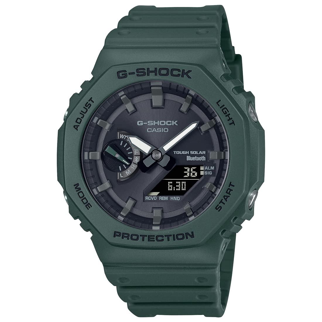 Casio G-Shock GA-B2100-3ADR Bluetooth Analog-Digital Black Dial Men Watch Green Resin Strap (G1244)