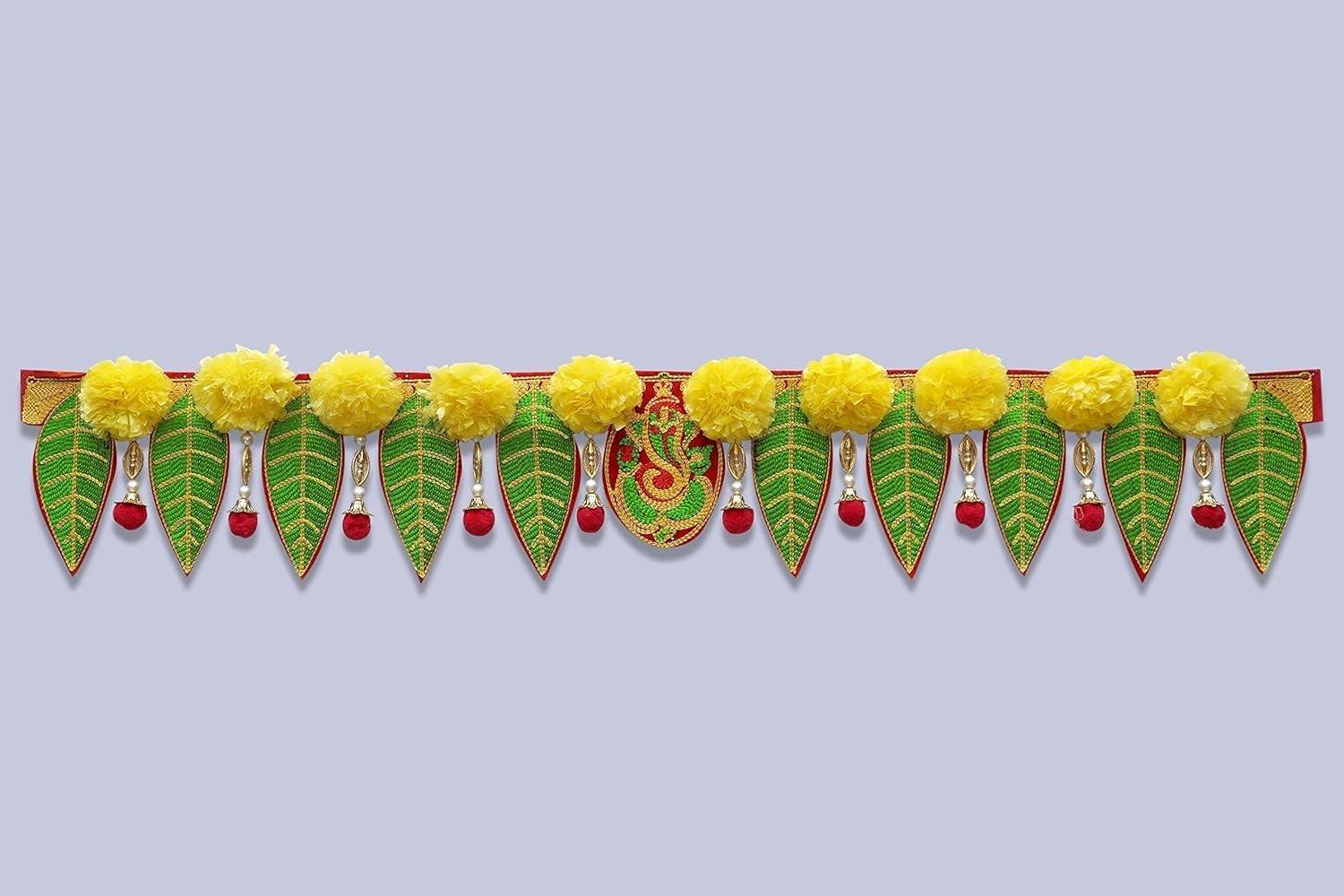SHOPPIX WORLD Ganesh Pan Toran Bandhanwar/Bandarwal for Main Door | Handmade Decorative Door Hanging | Traditional Ethnic Entrance Décor with Lord Ganesha Design for Festivals (36 Inch)