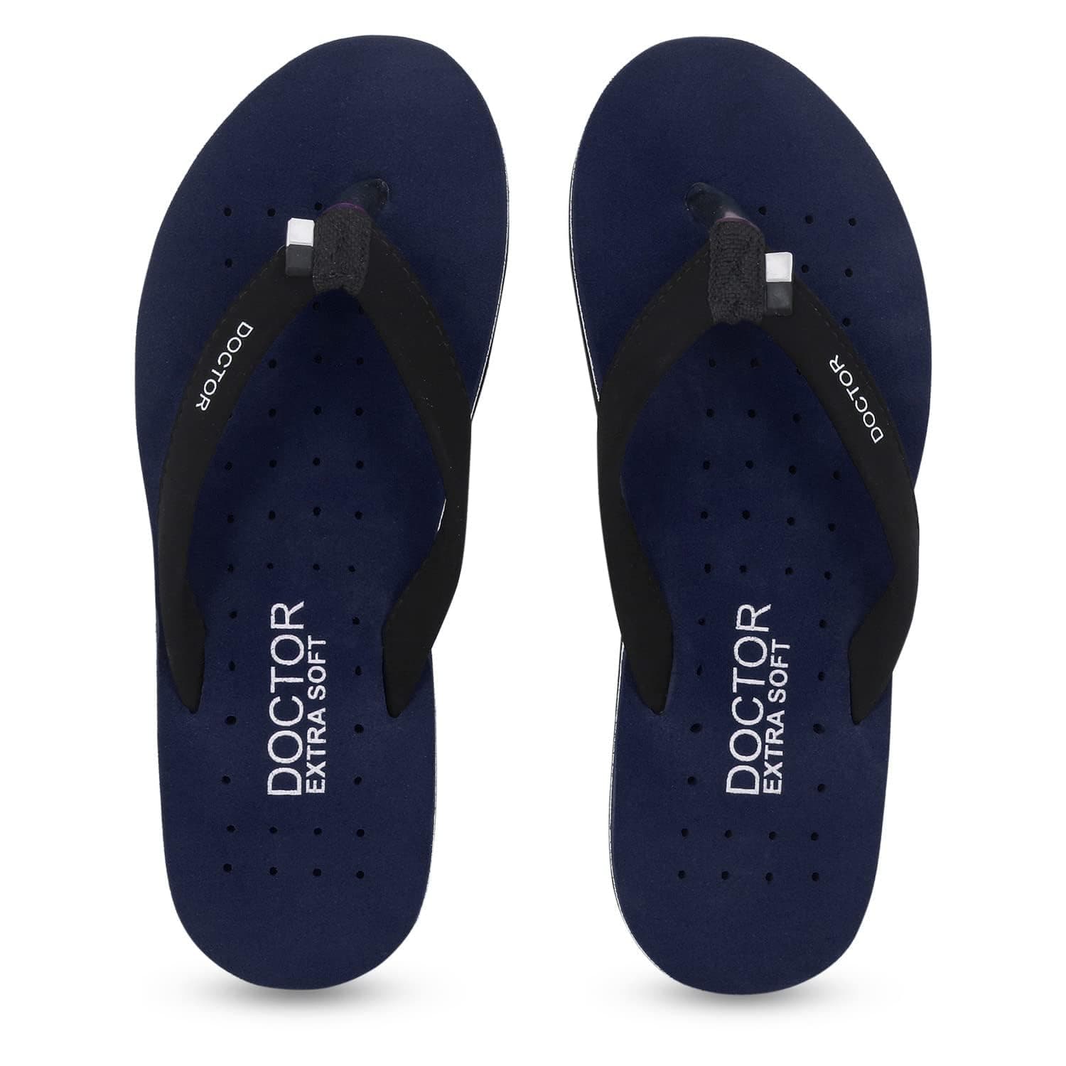 DOCTOR EXTRA SOFT House Slipper for Women's Care Dr Orthopaedic Super Comfort Fitting Flat Cushion Chappal Flip-Flop for Ladies and Girl’s OR-D-19-NAVY-10 UK