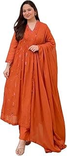 KLOSIA Women Embroidery Solid Anarkali Kurta and Pant Set with Dupatta|Silk|Regular Fit