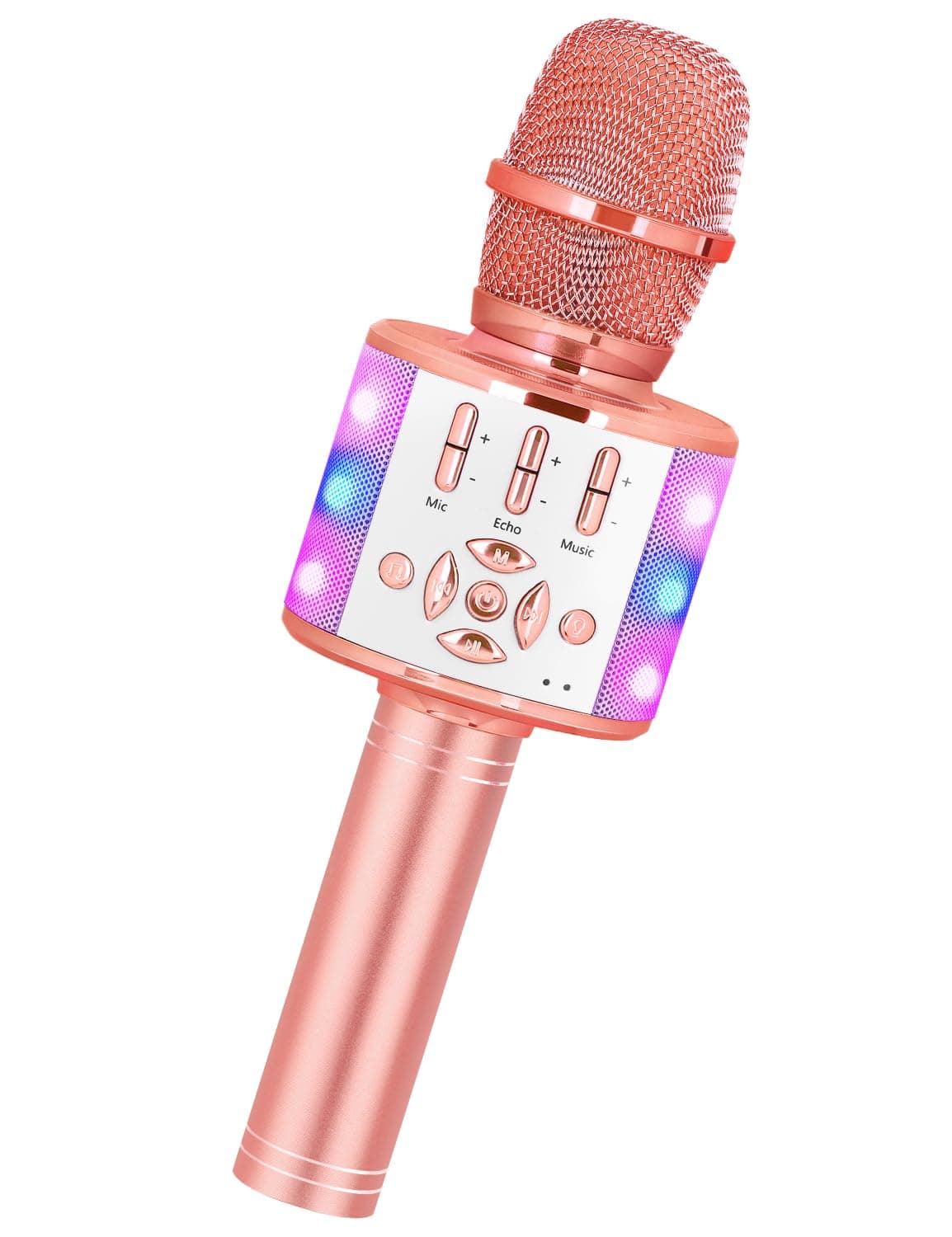 BONAOK Karaoke Microphone, Wireless Bluetooth Microphone for Singing, Gift for Kids, Adults, Girls, Boys, Christmas Kids Toys(Rose Gold)