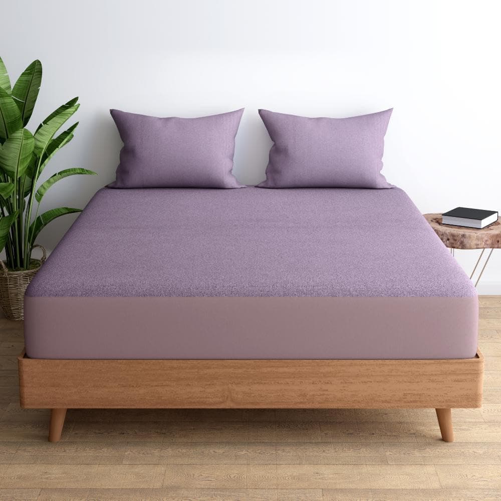 Wakefit Water Proof Bamboo Terry Mattress Protector | Lavender | Machine Washable | Super Soft | Fits Mattress Upto 10 inches