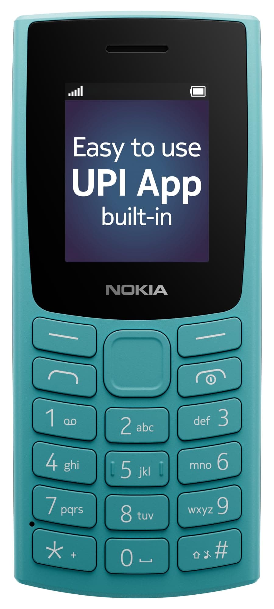 Nokia All-new 105 Single Sim Keypad Phone with Built-in UPI Payments, Long-Lasting Battery, Wireless FM Radio| 1 Year Replacement Guarantee | Cyan