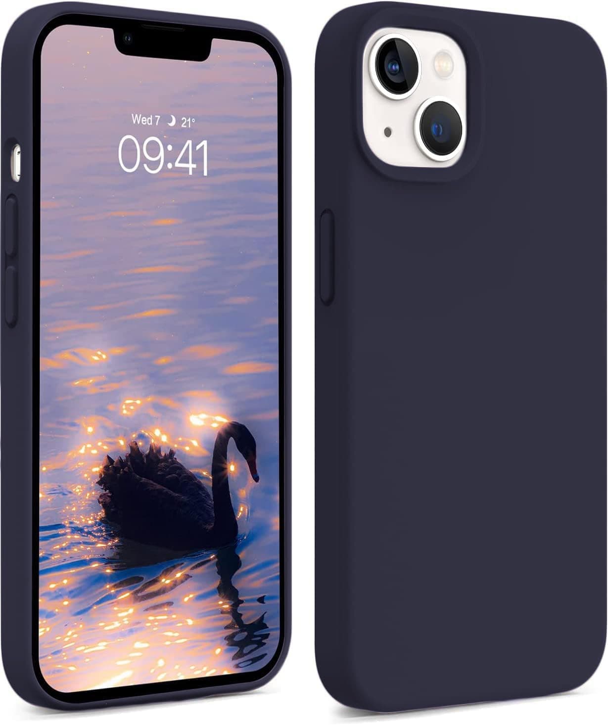 DIZORO® Microfiber Candy Case Compatible for iPhone 13 / iPhone 14 6.1 Inch Shockproof Slim Back Cover Liquid Silicone Case (Deep Purple)