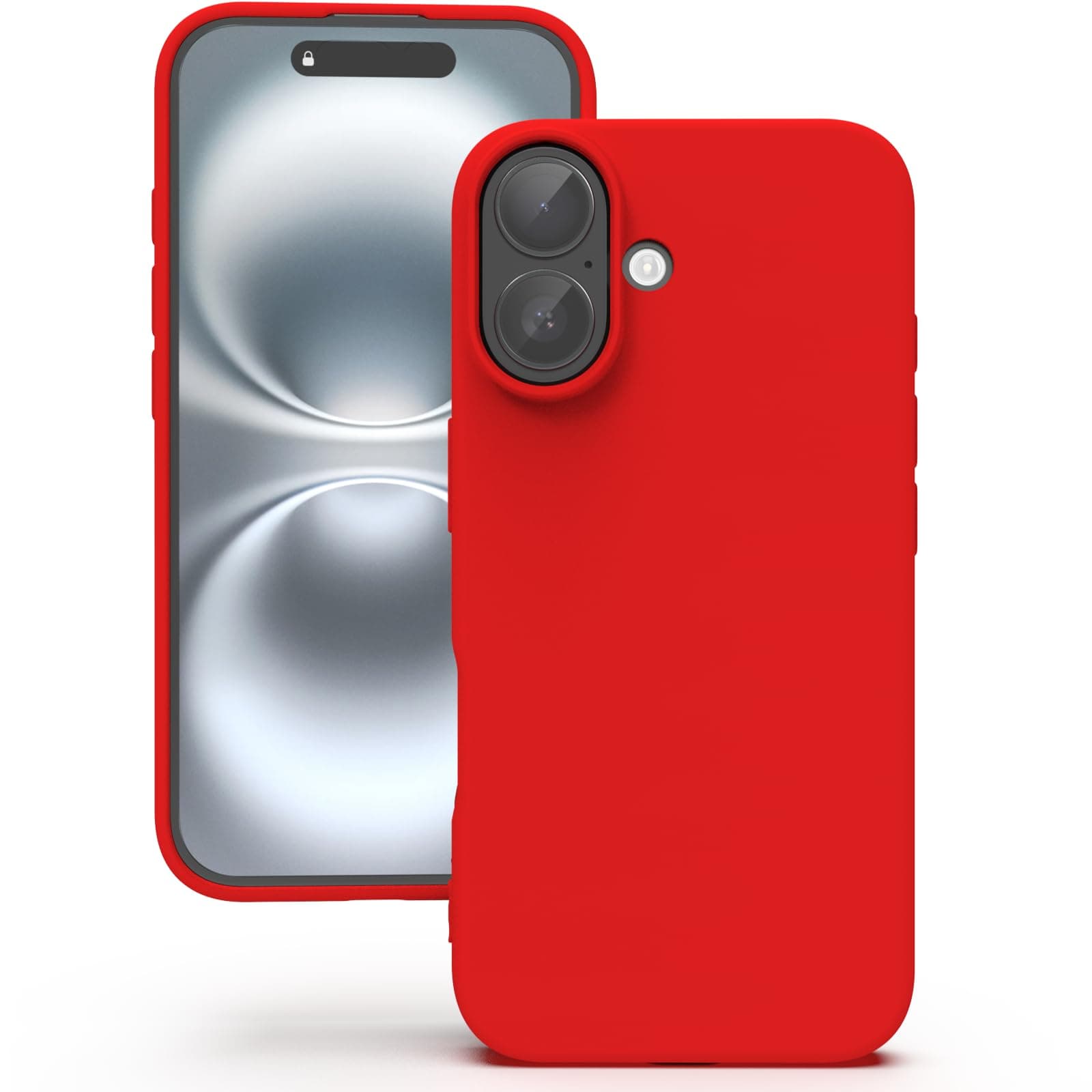 YATWIN Silicone Back Case for iPhone 16, Soft-Touch Phone Back Cover for Apple iPhone 16 - Red