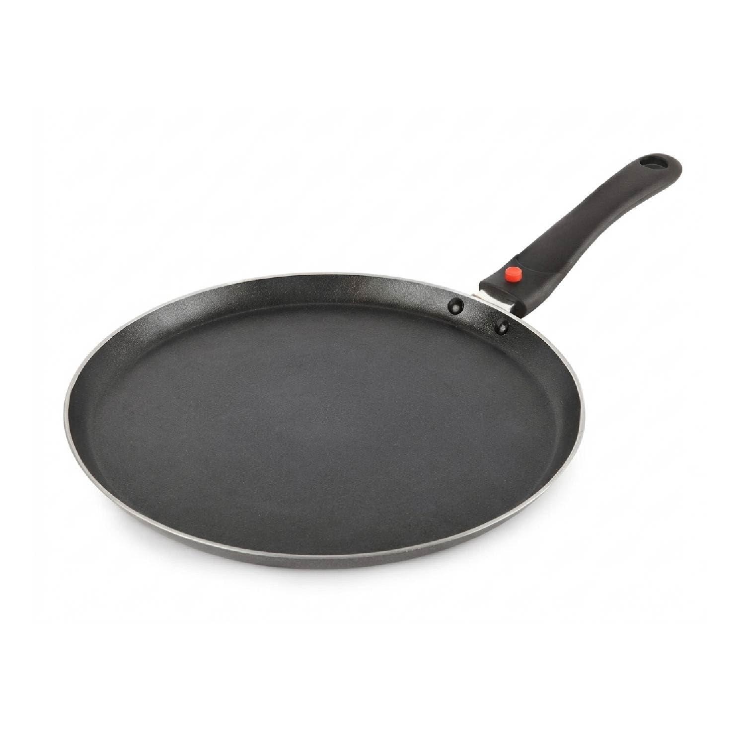 CELLO Aluminium Non-Stick Induction Base Dosa Tawa with Detachable Bakelite Handle 28 CM Black | Heavy Base, PFOA Free & Dishwasher Safe, Gas Stove & Induction Compatible | Perfect For Roti Dosa Chila