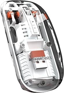 amazon basics Transparent Bluetooth Wireless Mouse | Rechargeable | Sleek Design | 2.4 GHz Bluetooth Connectivity | Up to 1600 DPI | Battery Indicator | 400 mAh Battery | LED Light