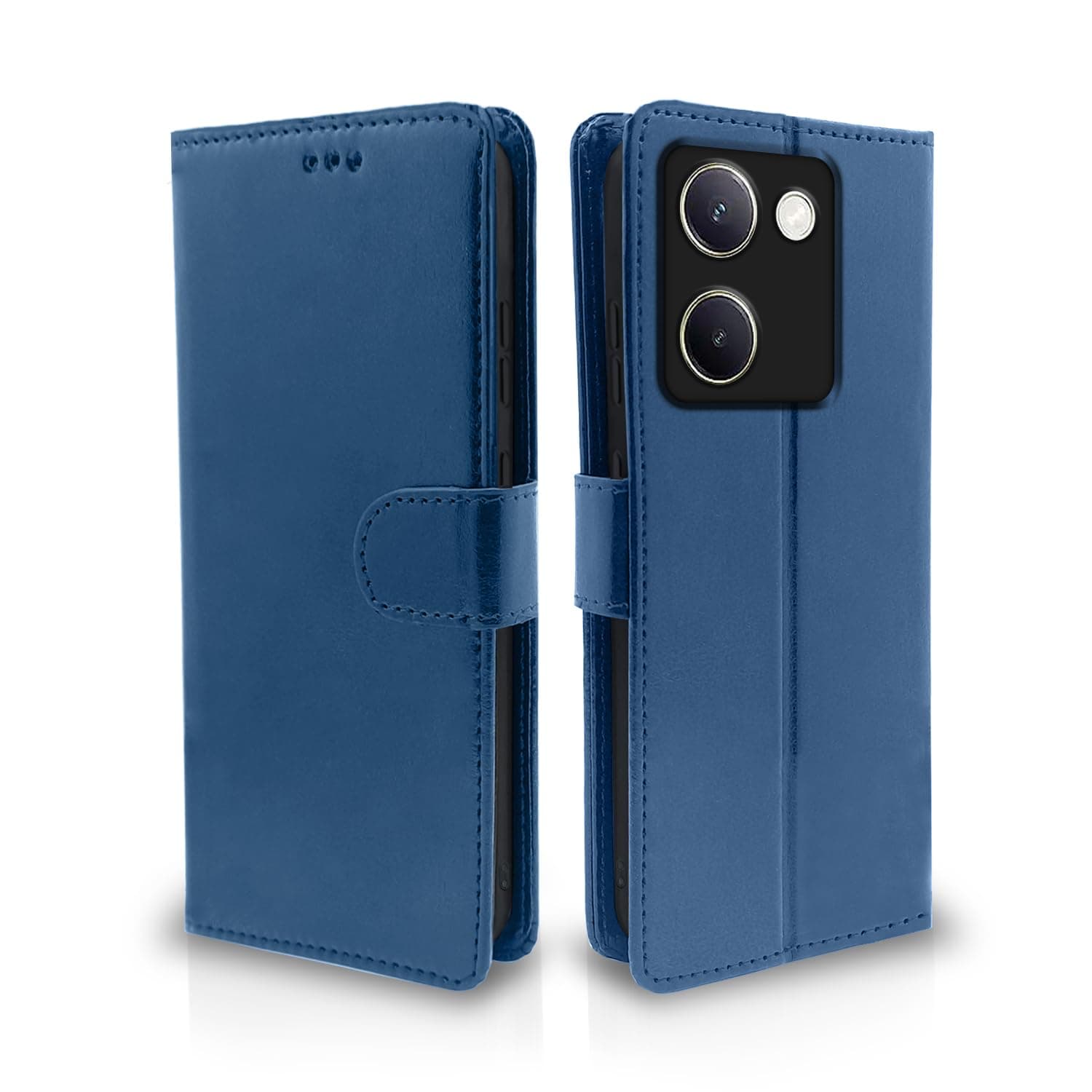 Pikkme Flip Cover for Vivo Y200 Pro 5G | Leather Finish | Shockproof with Card Pockets & Wallet Stand | Ultimate Protection Case(Blue)