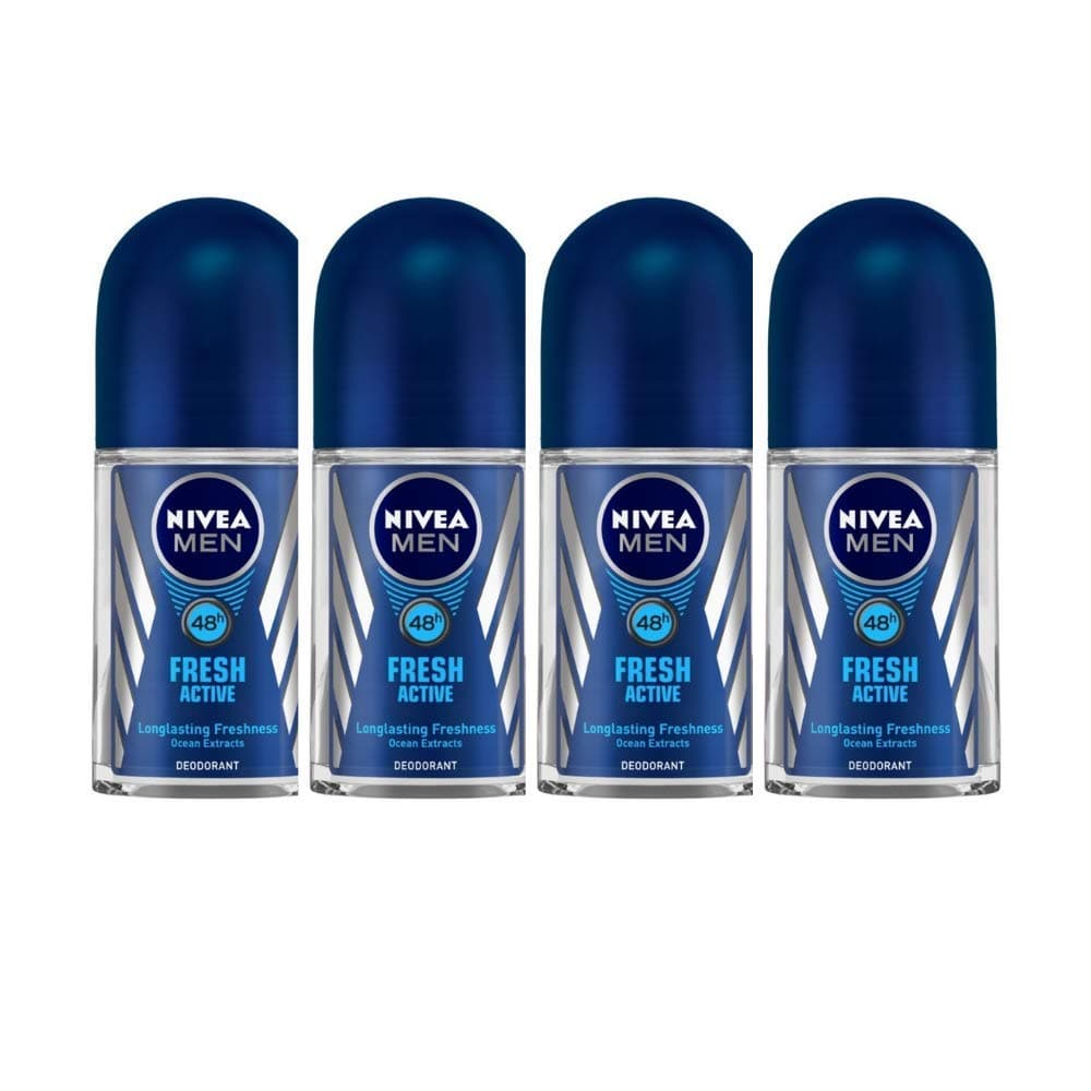 Nivea Deo Fresh Active Roll On for Men, 50 ml (Pack of 4)