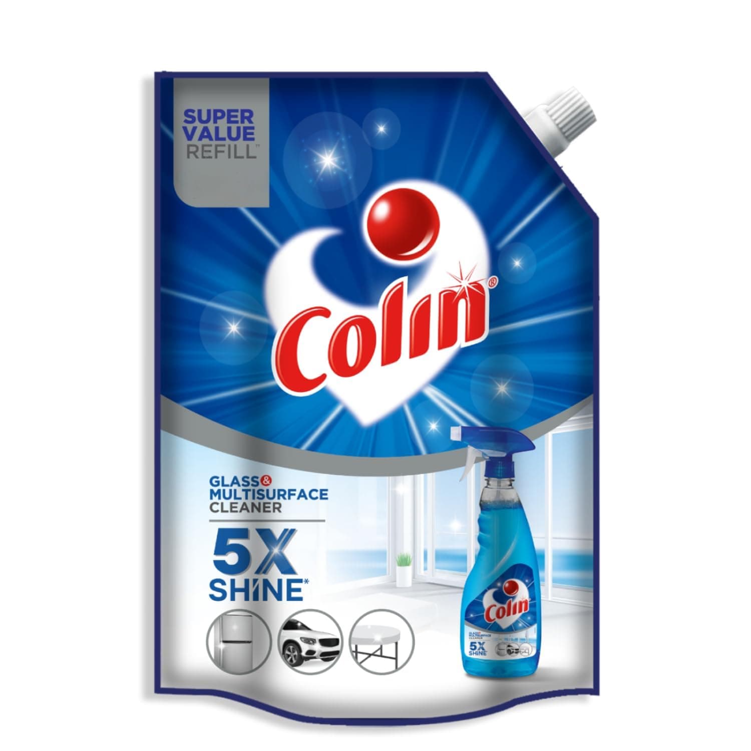 Colin 1 Litre Refill , Glass and Surface Cleaner Liquid | India's #1 All-Purpose Glass Cleaner | Glass Cleaner for Car, Kitchen and Home Surfaces | Multi Surface Cleaner