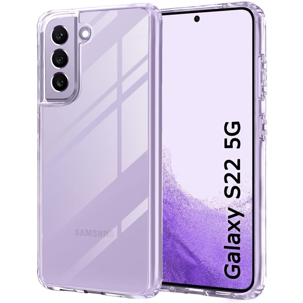TheGiftKart Ultra-Hybrid Crystal Clear Back Case Cover for Samsung Galaxy S22 5G | Shockproof Design | Hard Back Cover Case for Samsung Galaxy S22 5G (PC & TPU, Transparent)