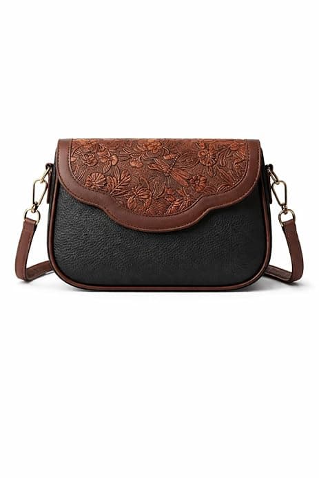 Floral Embossed Crossbody Sling Bag Small Shoulder Handbag for Daily Use Travel & Shopping Phone Purse with Adjustable Strap Lightweight Trendy Bag for Ladies & Girls