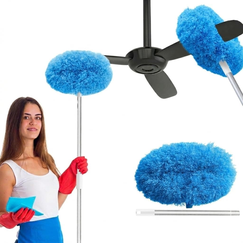 Senvox Fan Cleaner Brush with 100 inches Expandable Pole Handle, Bendable & Flexible Cleaning Mop, Microfiber Dust Cleaner for Home, Kitchen, Car, Ceiling, Furniture (Grey)