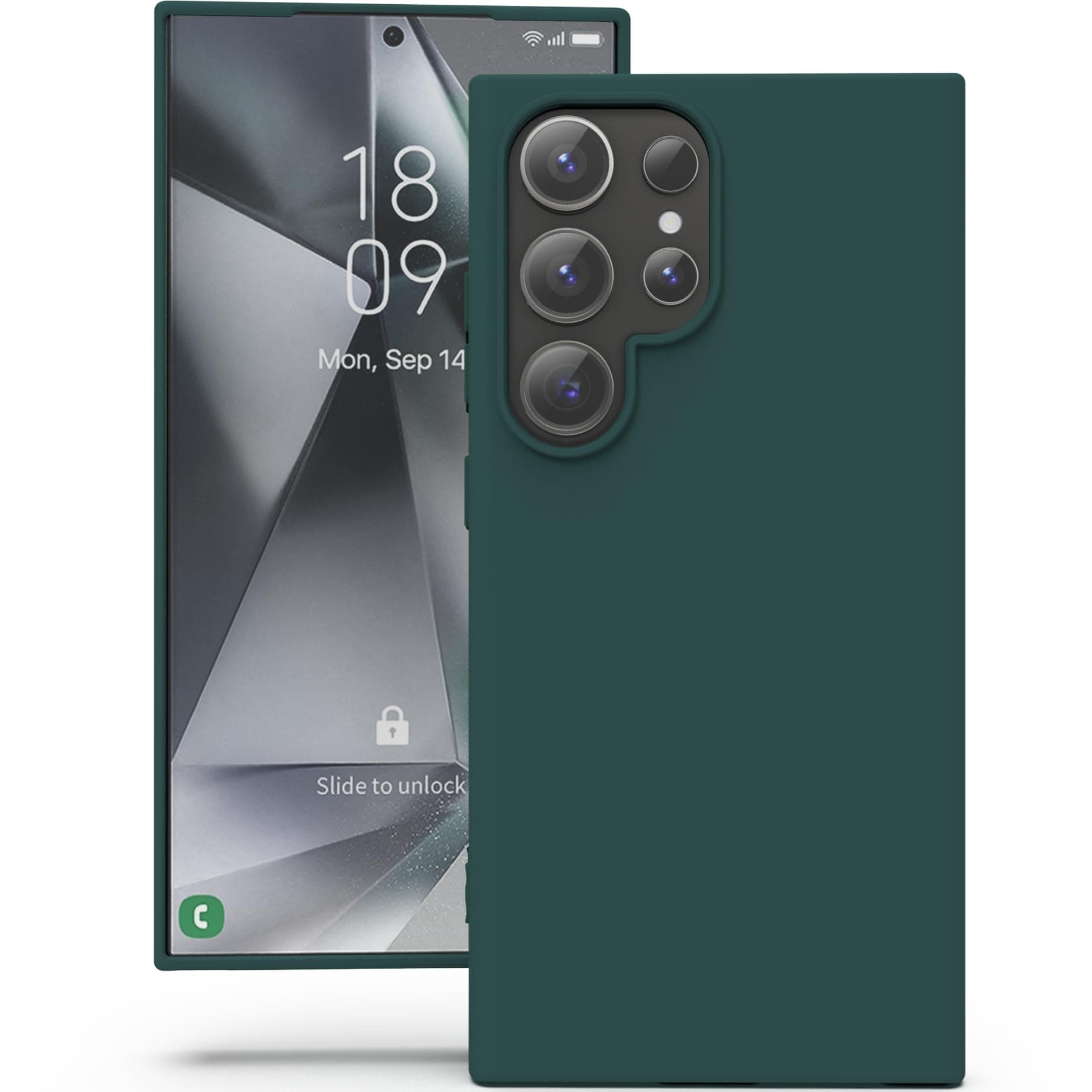 YATWIN Silicone Back Case for Samsung Galaxy S24 Ultra, Soft-Touch Phone Back Cover for Samsung Galaxy S24 Ultra - Dark Green