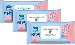 Parachute Advansed Baby | Face & Body Baby Wipes | With Virgin Coconut Oil & 99% Pure Water | Hypoallergenic, Dermatologically Tested & pH Balanced | Moisture-lock Lid | 72 wipes * Pack of 3