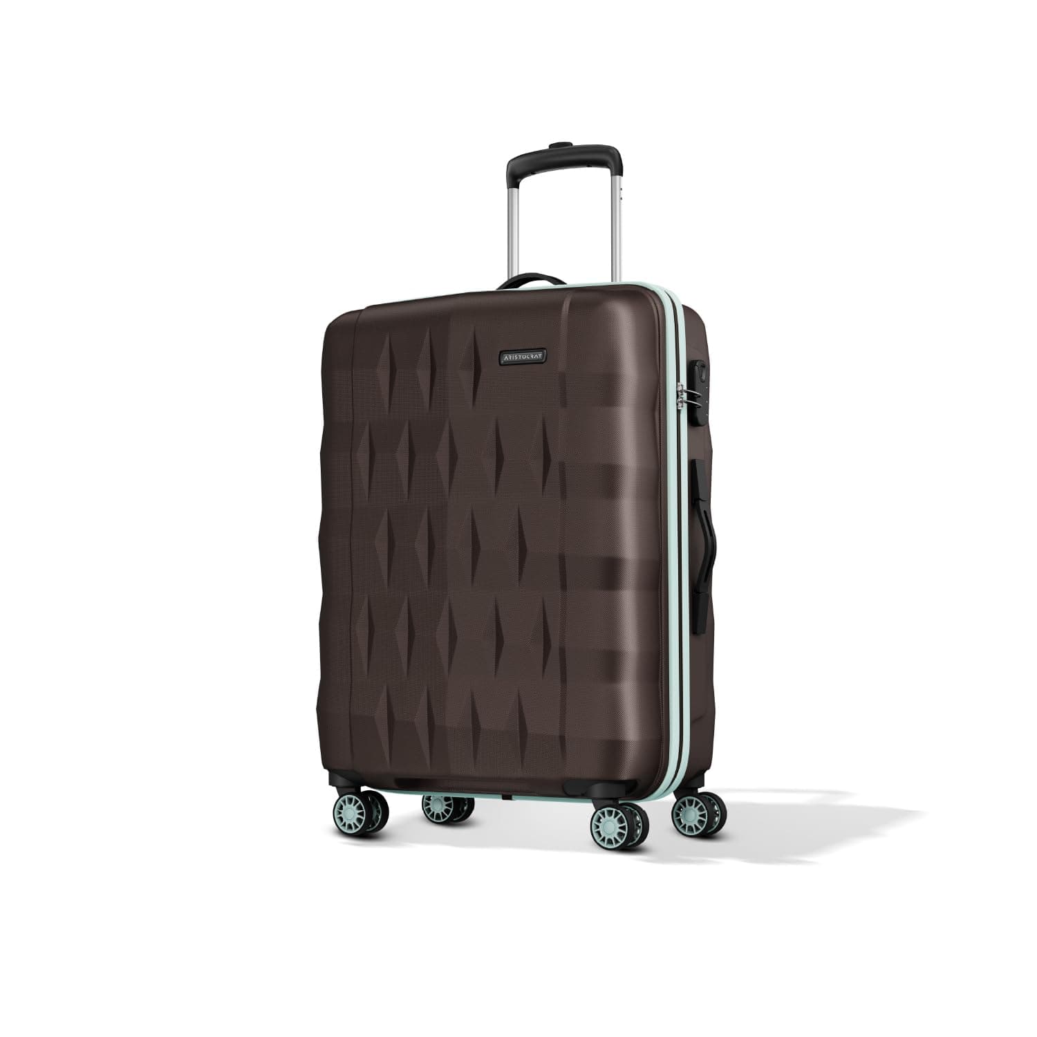 Aristocrat Comet Medium Polycarbonate Hard Case 8-Wheel Trolley Bag, Brown