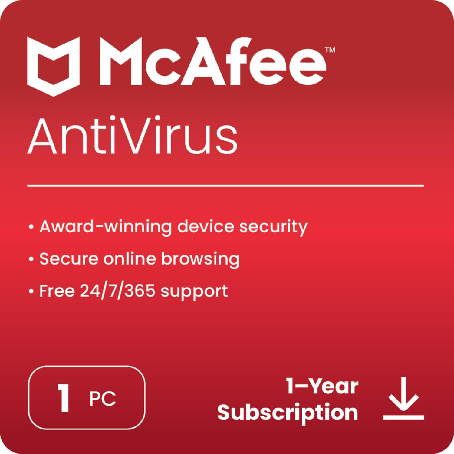 McAfee| Anti-Virus | 1 User | 1 Year (Pack of 3 Individual Keys) | Email Delivery - No CD