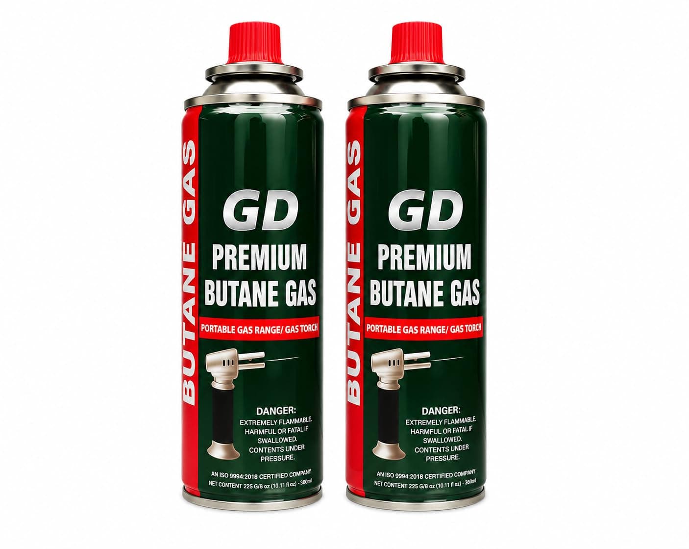 Gadget Deals-pack of 2-225g each- camping gas cylinder - Butane Gas Can - butanegas |for Camping Stove High Pressure- butane gas refill -Flame Portable liquefied - butanegas canister