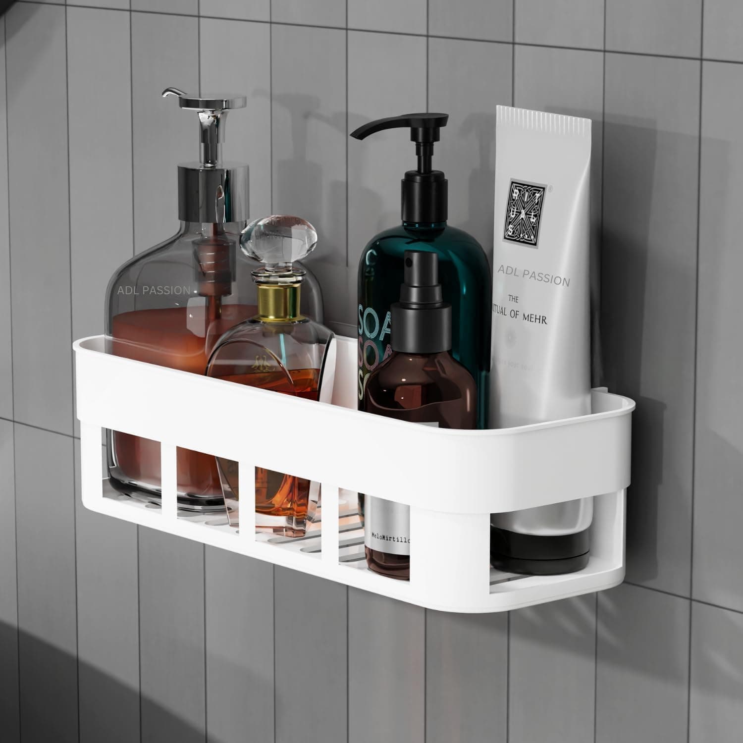 TEKCOOL Bathroom Organiser, Self Adhesive Bathroom Shelf for Wall, Washroom Organizer, Bathroom Rack Stand Without Drilling (1 Pcs),Plastic