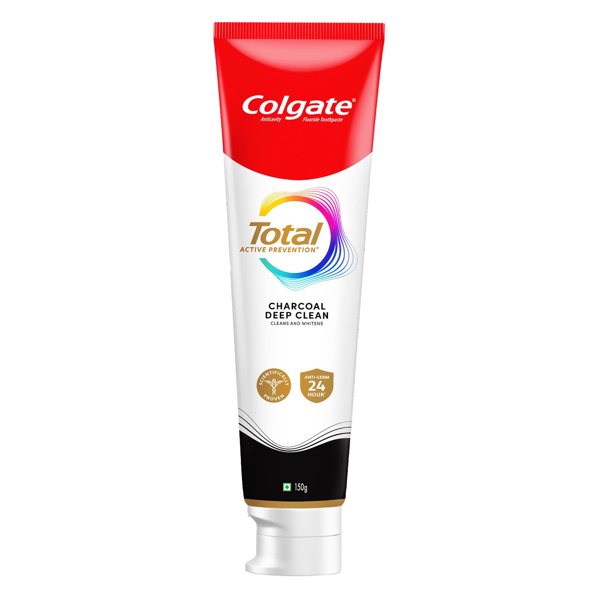 Colgate Total 150Gm Charcoal Deep Clean Antibacterial Toothpaste, Stronger 12-Hour Anti-Germ Protection & Enamel Protection for Whole Mouth Health, World'S No.1* Germ-Fighting Toothpaste