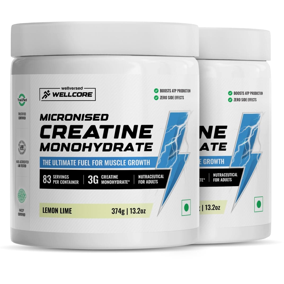 Wellcore Pure Micronised Creatine Powder For Enhanced Muscle Strength With Rapid Absorption (83 Servings (Pack Of 2), Lemon Lime)
