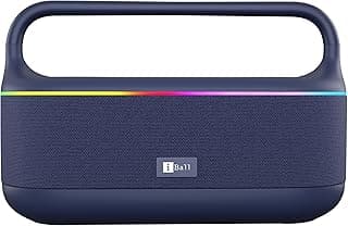 iBall Dhun 180 Portable Bluetooth Speaker, 50W RMS, 5Hrs Playback, Dual Drivers, Dual EQ, Metal Handle, Powerful BASS, TWS Support, RGB Lights, Fabric Finish, Type-C, Call Function (Blue)