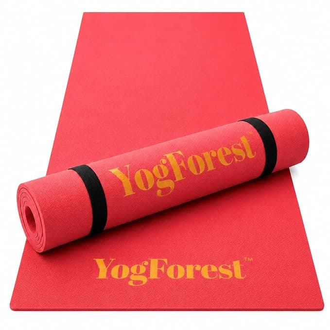 Extra Long 6mm TPE Yoga Mat – Premium Anti-Slip Grip, Anti-Skid, Soft Cushioned Fitness Mat with Carrying Strap - Multicolor (Cranberry)