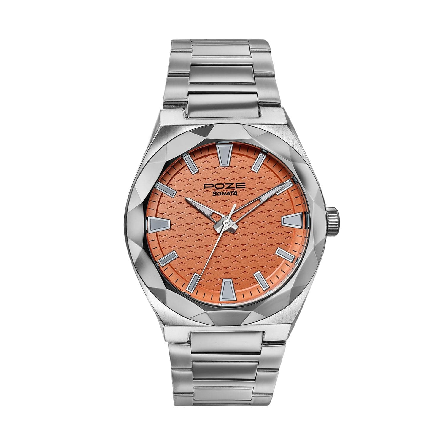 Sonata Poze 9 with Quartz Analog Orange Dial IPS Sheet Metal Strap Watch for Men - SP70113SM01W