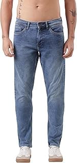 TURMS Men's Cool Tech Jeans All Degree Anti Odor UV Protectant Travel Edition Mid Rise Denim Pants | Stretchable Comfort Cotton Rich