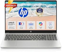HP OmniBook 3, AMD Ryzen AI 5 330 (24GB DDR5 RAM, 1TB SSD) FHD, Anti-Glare, 15.6''/39.6cm, Win11, Office24, Glacier Silver,1.7kg, fn0074AU, FHD Camera w/Shutter, FPR, Backlit KB, Next Gen AI Laptop
